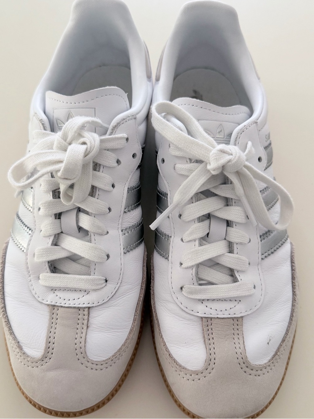 Adidas Samba White and silver with Gum Sole Women’s Sneakers. - Picture 2 of 7